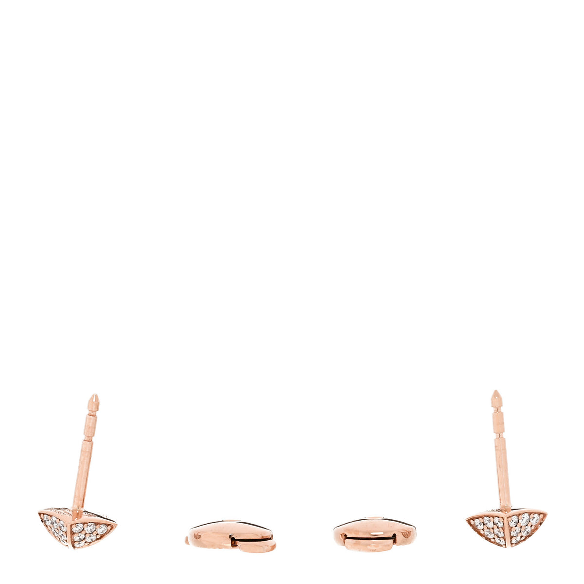 Hermes 18K Rose Gold Diamond Clou d'H Stud Earrings 3 of 5