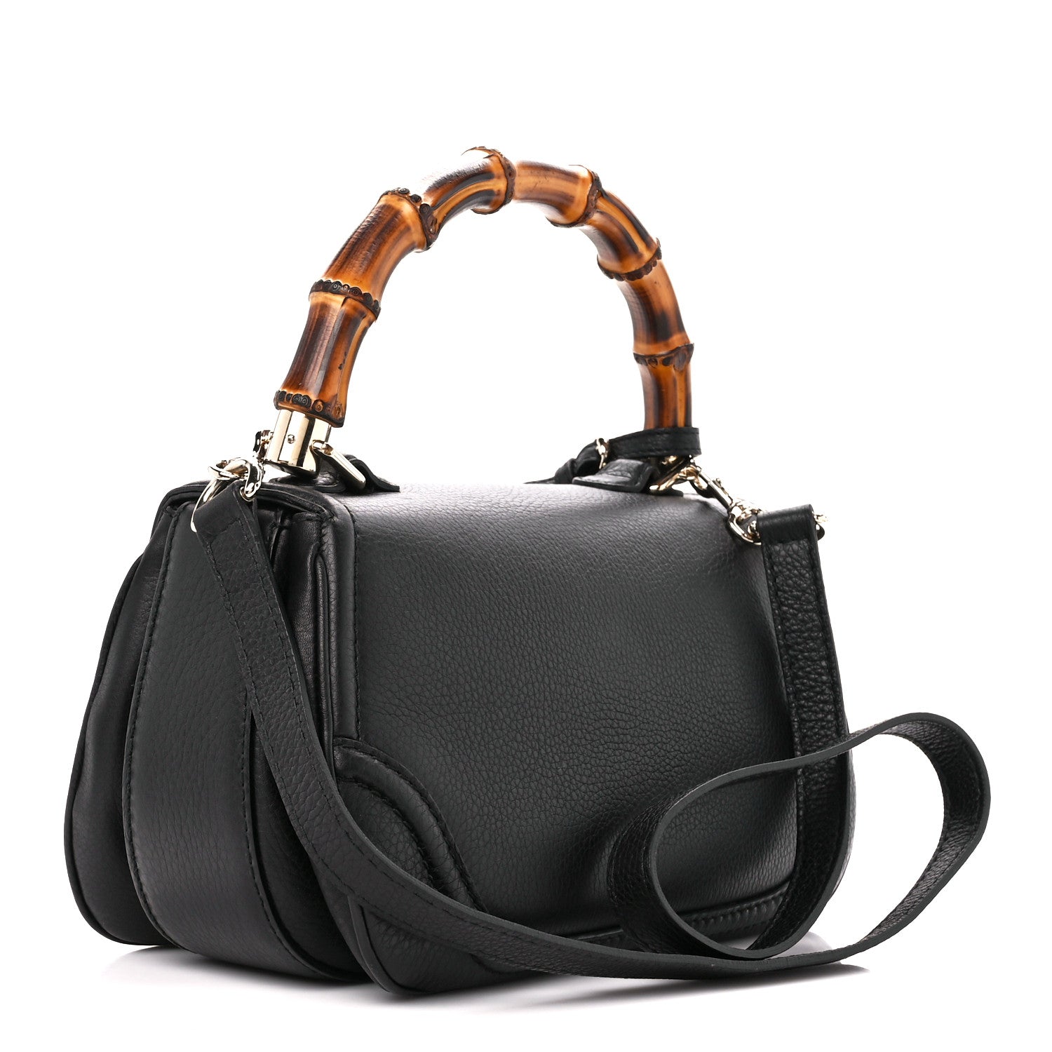 Gucci Calfskin Medium New Bamboo Top Handle Bag Black 4 of 15