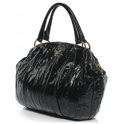 Prada Vernice Stripes Handbag Black 6 of 13