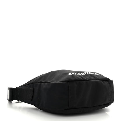 Balenciaga Recycled Sport Nylon Logo Embroidered Wheel Sling Bag Black White 4 of 9