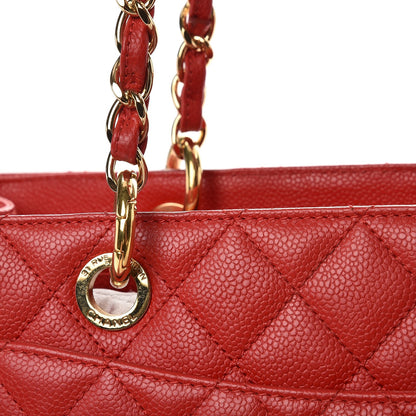 Chanel Caviar Quilted Grand Shopping Tote GST Red 6 of 15