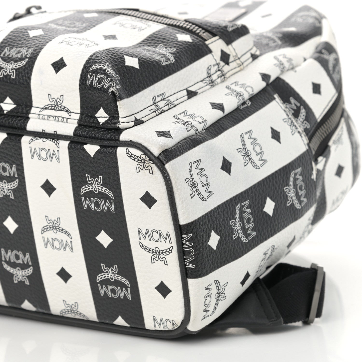 MCM Striped Visetos Small Stark Backpack Black White 9 of 11