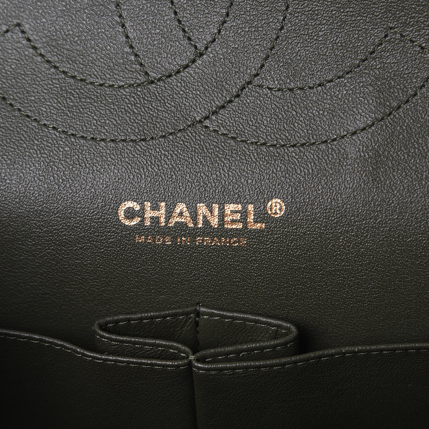 Lambskin Quilted Tri-Color Jumbo Double Flap Green Brown