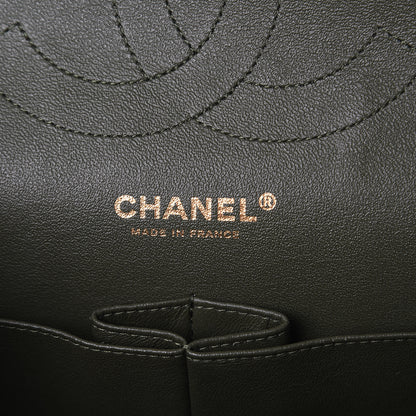 Chanel Lambskin Quilted Tri-Color Jumbo Double Flap Green Brown 5 of 8