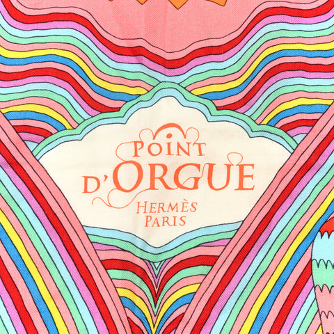 Cashmere Silk Point D'Orgue Shawl 140 Rose Pale Orange Vert