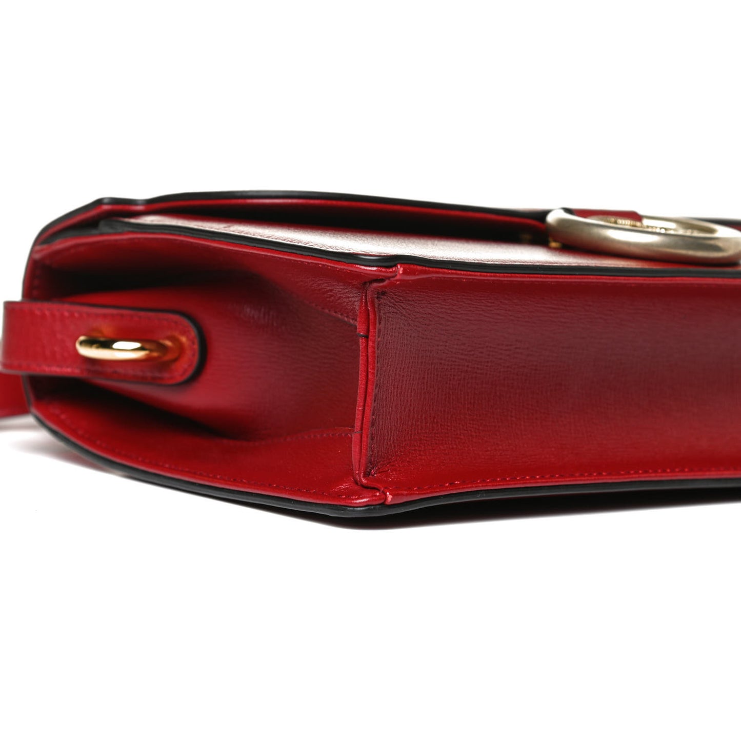 Textured Calfskin Small Torchon GG Ring Shoulder Bag New Cherry Red