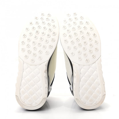 Chanel Lycra Womens CC Sneakers 37.5 White Black 6 of 10