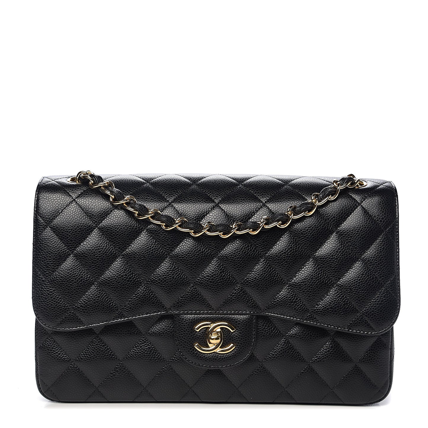 Caviar Quilted Jumbo Double Flap Black