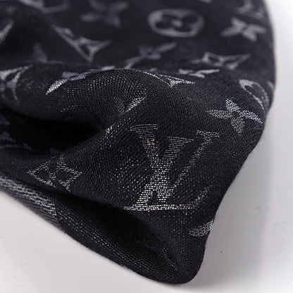 Louis Vuitton Silk Lurex Wool Monogram Shine Shawl Black 5 of 6