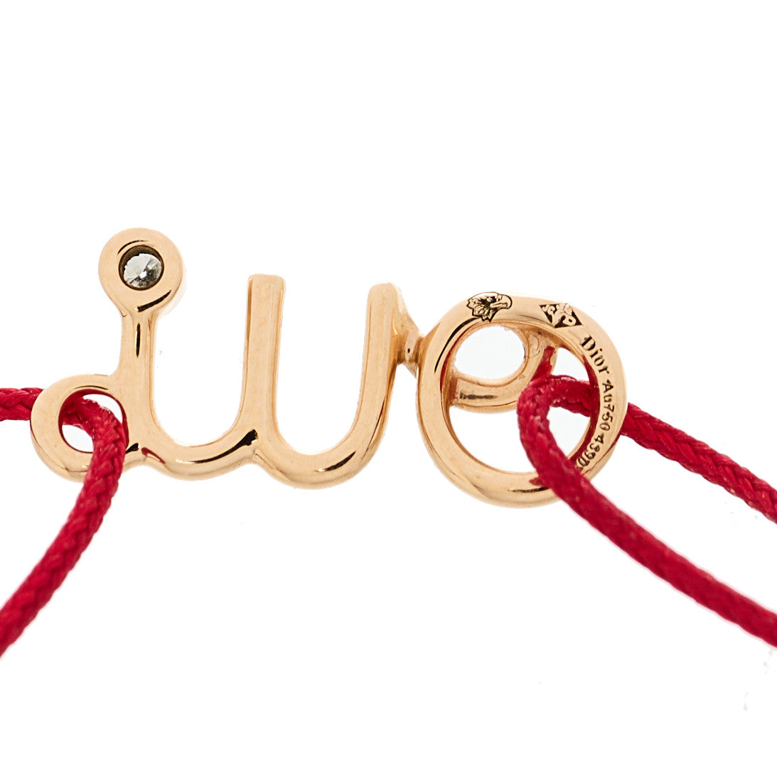 18K Rose Gold Diamond Oui Cord Bracelet Red