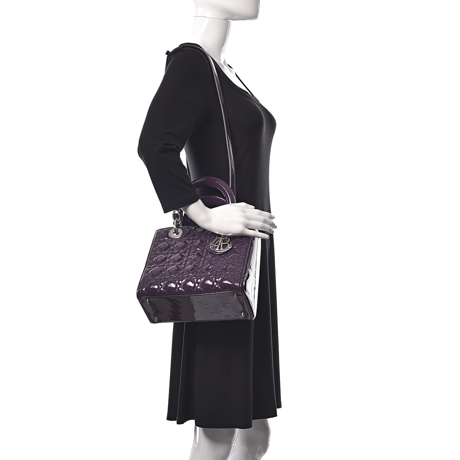 Christian Dior Patent Cannage Medium Lady Dior Purple 2 of 17