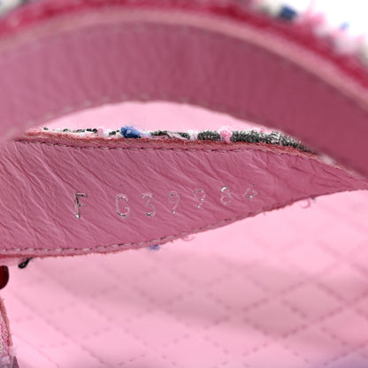 Chanel Tweed Lambskin Crystal CC Sandals 40 Pink Multicolor 9 of 10