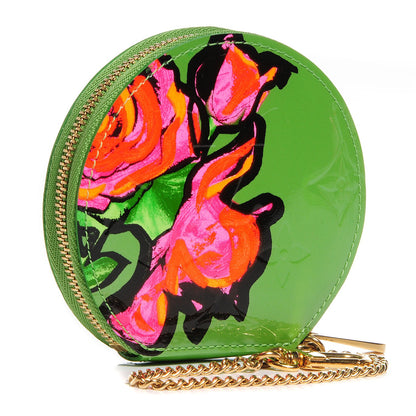 Louis Vuitton Vernis Roses Chapeau Coin Purse Vert Tonic 3 of 7