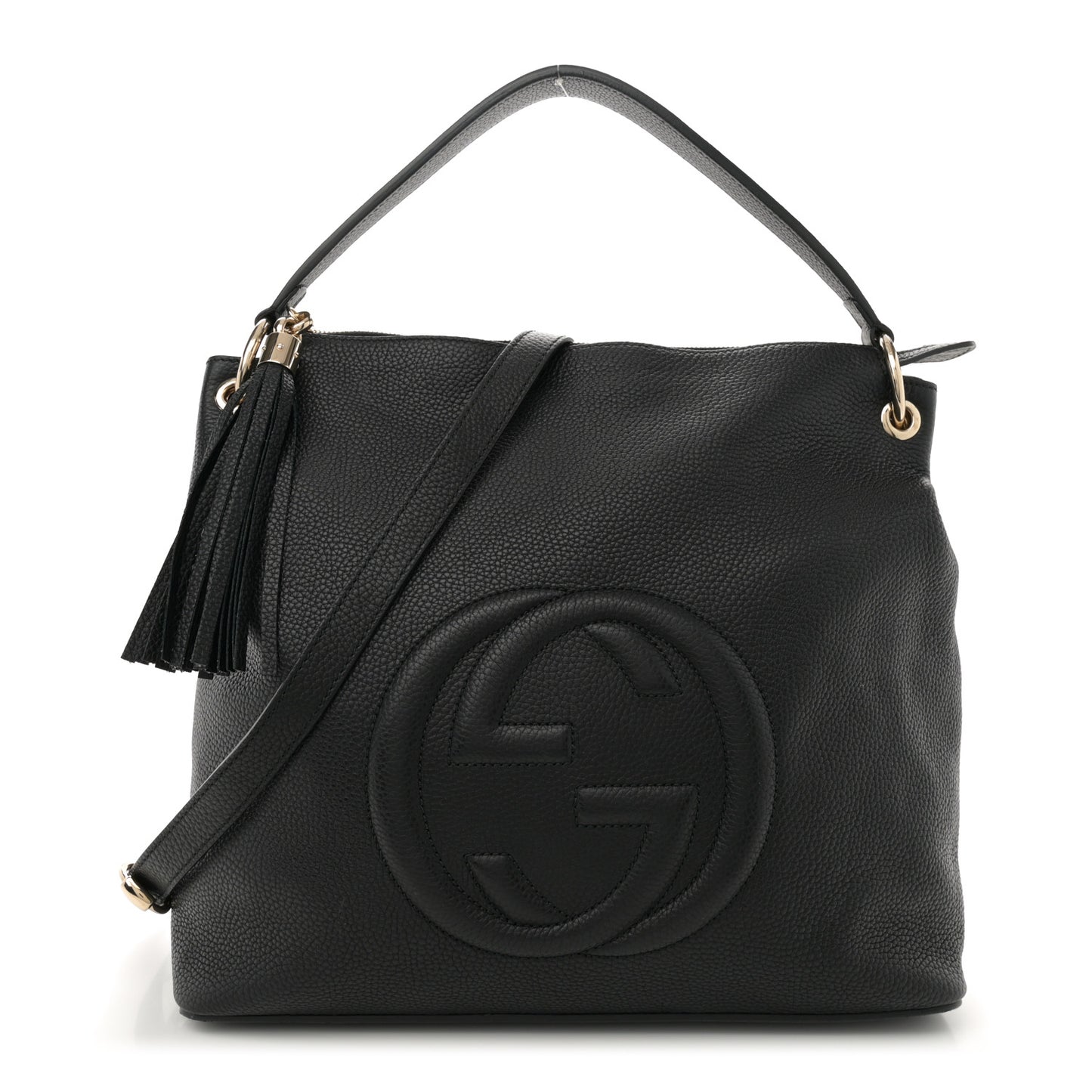 Pebbled Calfskin Large Soho Hobo Black