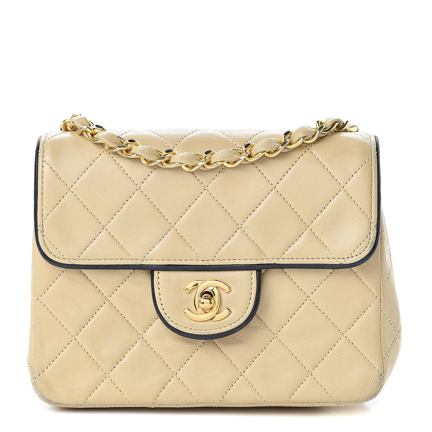 Chanel Lambskin Quilted Mini Square Flap Beige 1 of 17