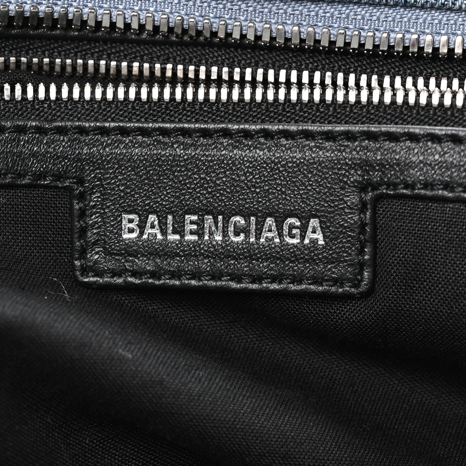 Balenciaga Washed Frayed Denim Crystal Neo Cagole City Handbag Blue 7 of 12