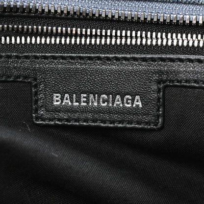 Balenciaga Washed Frayed Denim Crystal Neo Cagole City Handbag Blue 7 of 12