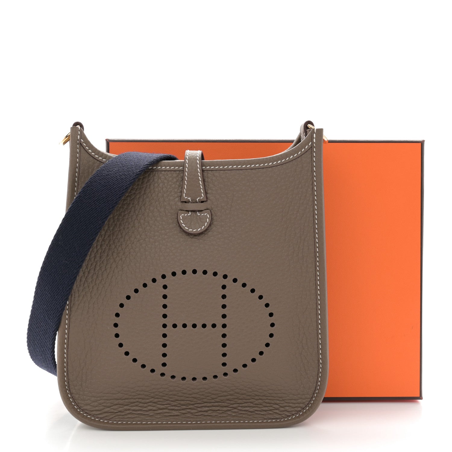 Hermes Taurillon Clemence Amazone Evelyne TPM Etoupe Bleu Indigo 11 of 11