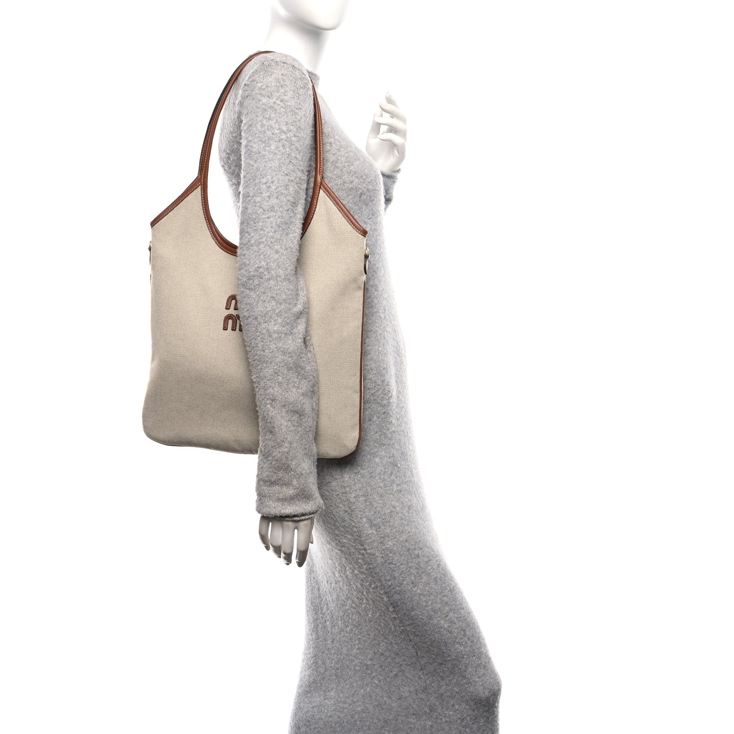 Miu Miu Canvas Ivy Bag Beige Brown 2 of 9