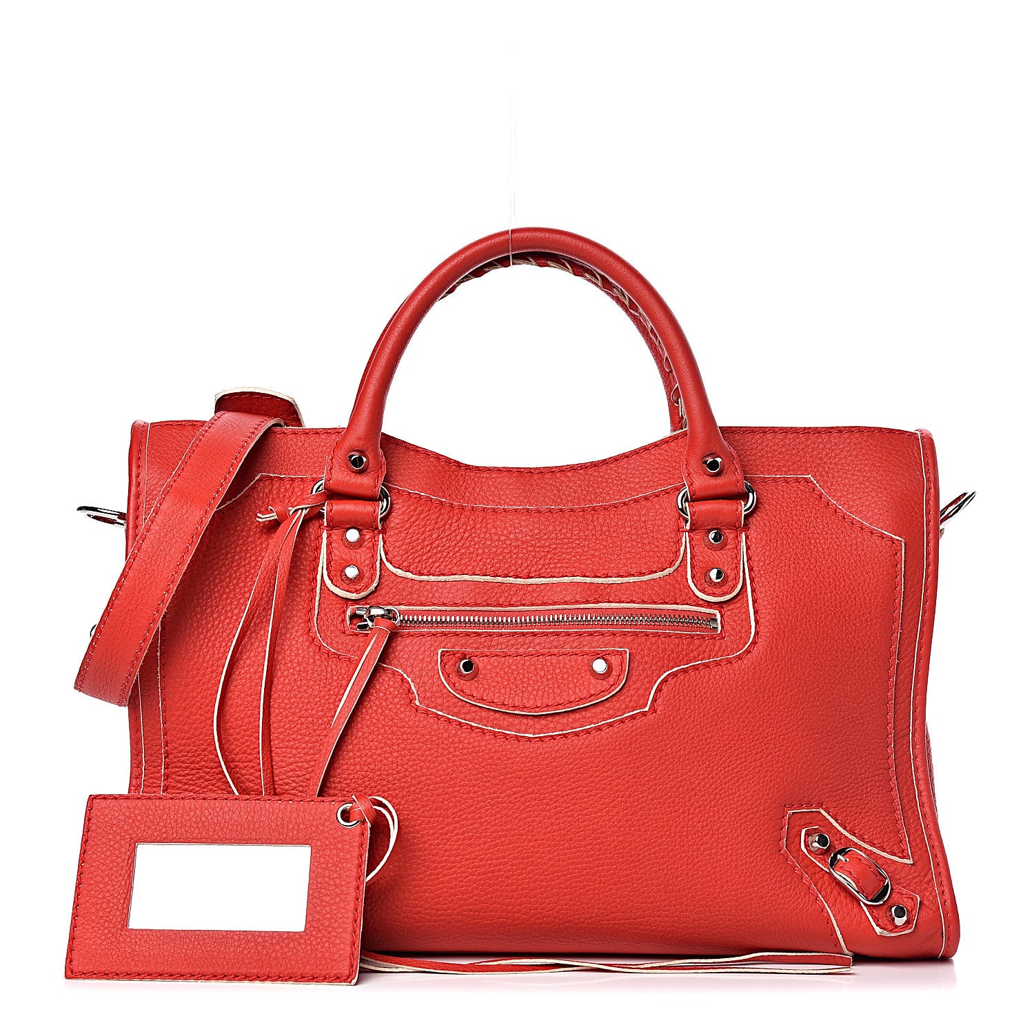 Balenciaga Supple Grained Calfskin Classic Silver Hardware Highlight City Rouge Fraise 1 of 14
