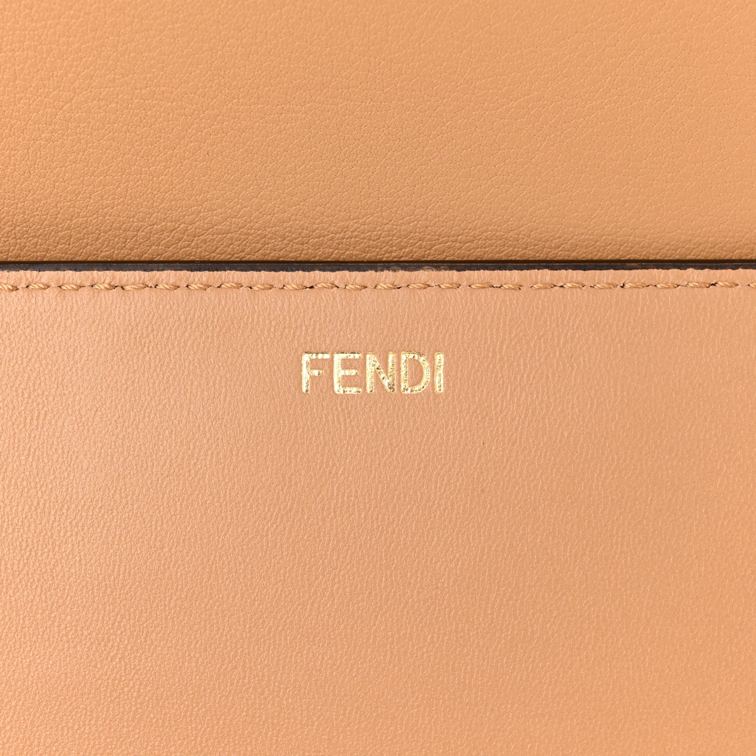 Fendi Vitello Seta Nappa FF Striped Embossed Medium Peekaboo I SEE U Satchel Miele Scuro Multicolor 7 of 11