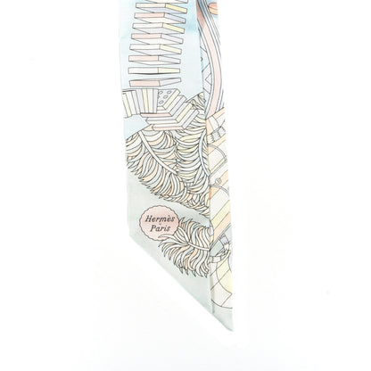Hermes Silk De l'Ombrelle Aux Duels Twilly Ciel Rose Pale Orange 2 of 3