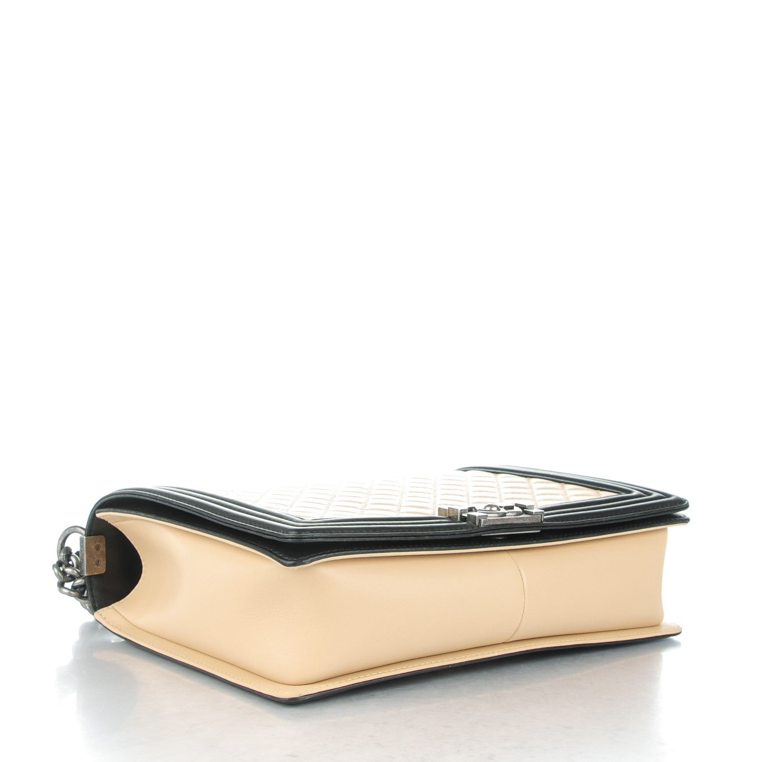 Chanel Lambskin Quilted Large Boy Flap Beige Black 4 of 8