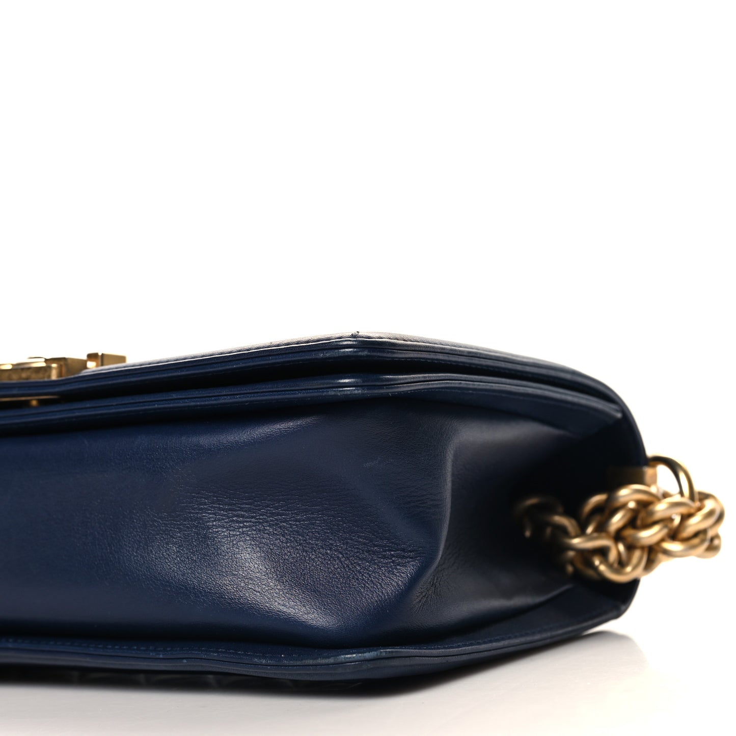 Lambskin Quilted Medium Boy Flap Dark Blue