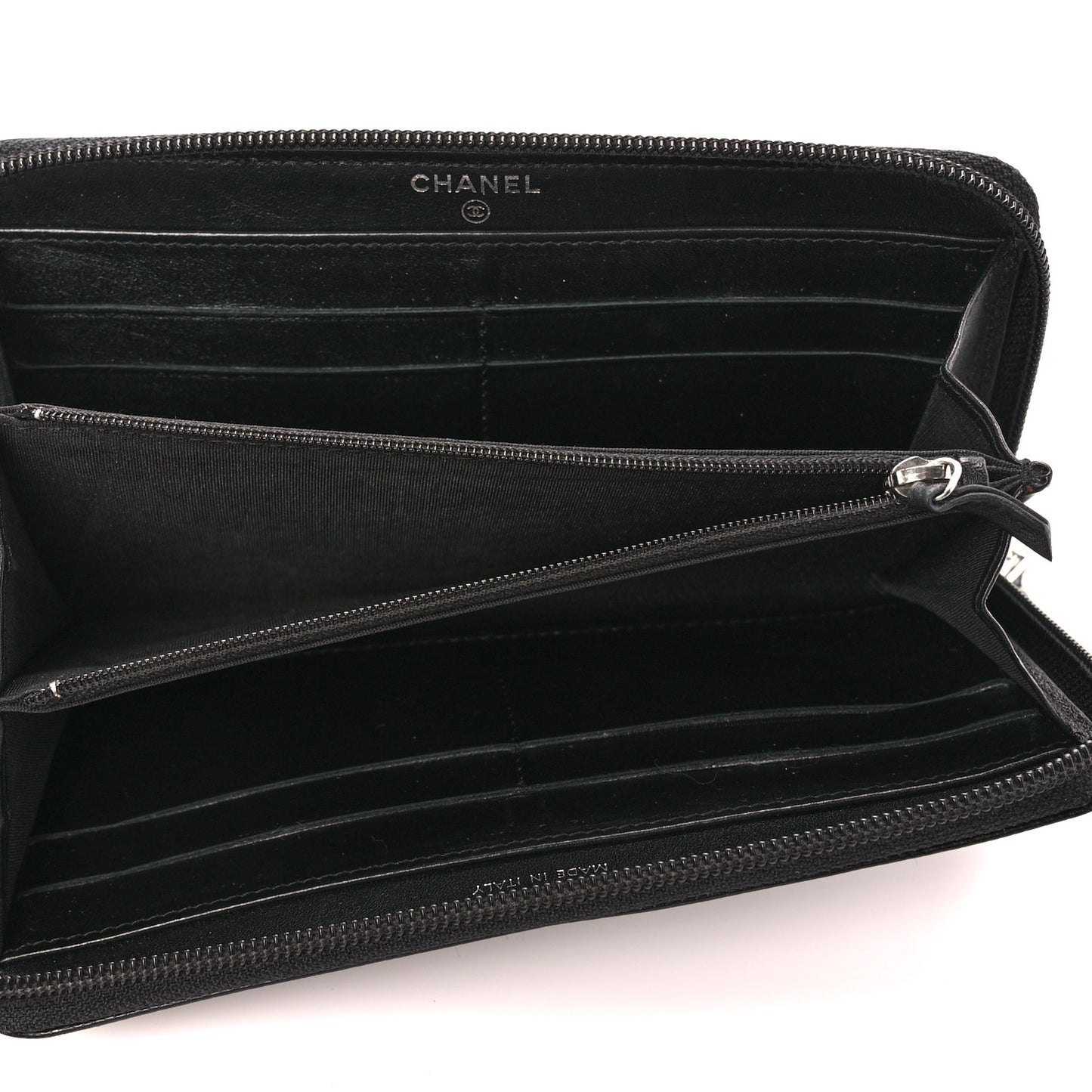 Caviar Large Timeless CC Zip Around Wallet Black