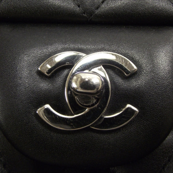 Chanel Calfskin Quilted Large Cambon Flap Black White 13 of 13
