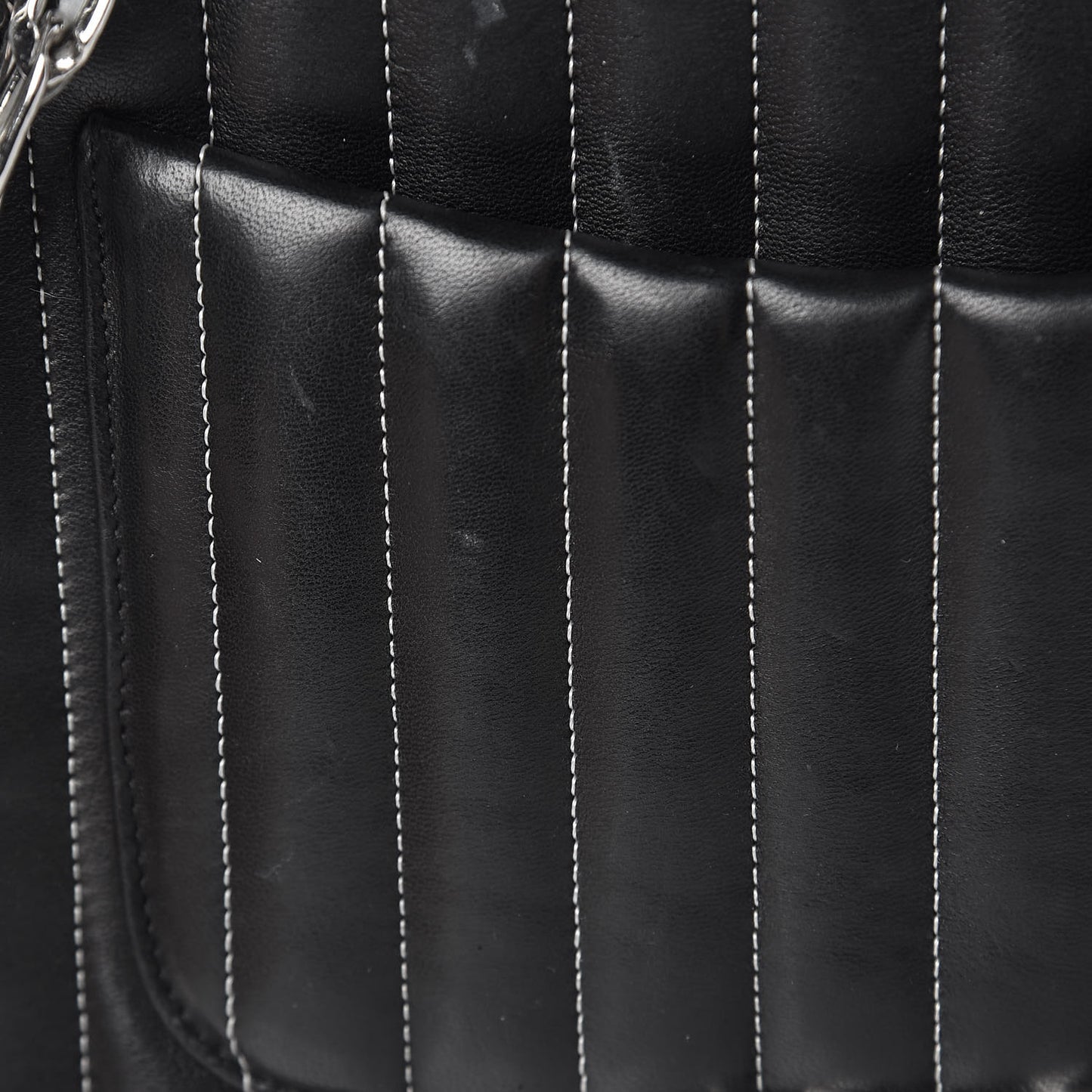 Lambskin Vertical Quilted Mademoiselle Camera Case Black