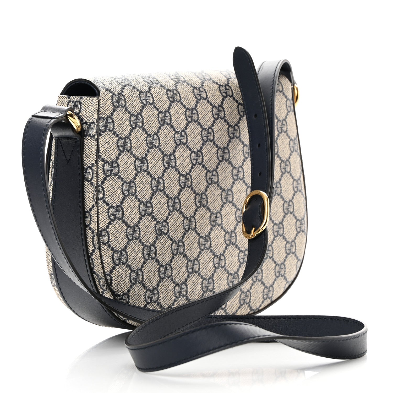 Gucci GG Supreme Monogram Small Messenger Shoulder Bag Beige Blue Navy 3 of 16