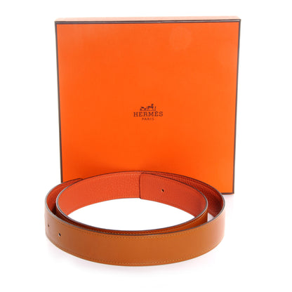 Hermes Box Clemence Reversible Belt Strap 85 Orange Fauve 4 of 4