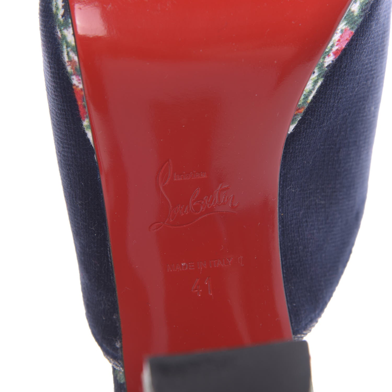 Christian Louboutin Velvet Cotton Denim Fiori Vienne 100 Slide Sandals 41 Multicolor Navy 7 of 10