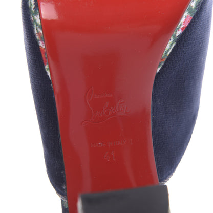 Christian Louboutin Velvet Cotton Denim Fiori Vienne 100 Slide Sandals 41 Multicolor Navy 7 of 10