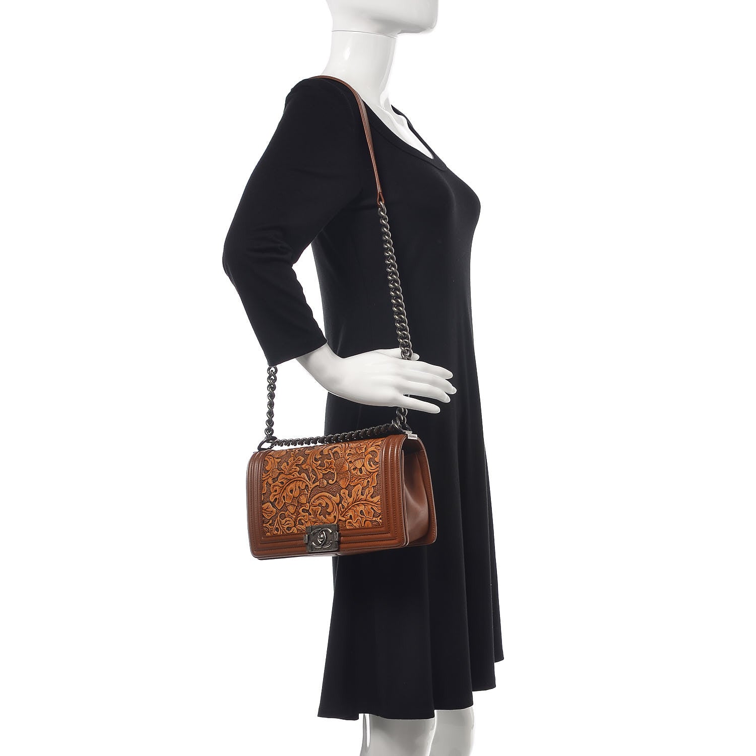 Chanel Calfskin Quilted Embellished Dallas Cordoba Medium Boy Flap Brown 2 of 16