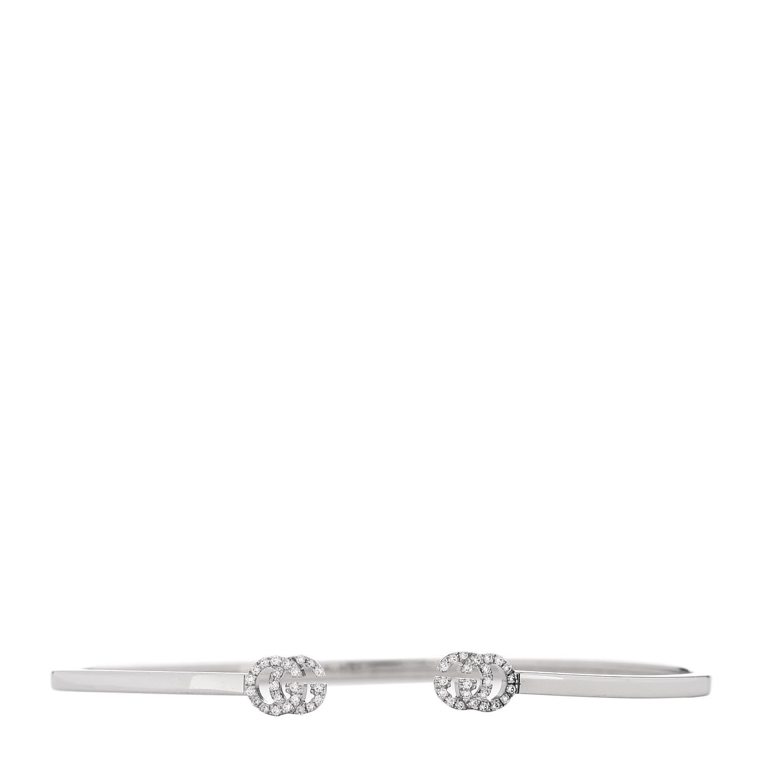 Gucci 18K White Gold Diamond GG Running Cuff Bracelet 1 of 4