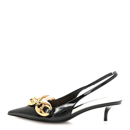 Gucci Vernice Crystal Nappa Charlotte Marina Slingback Pumps 37 Black 1 of 10