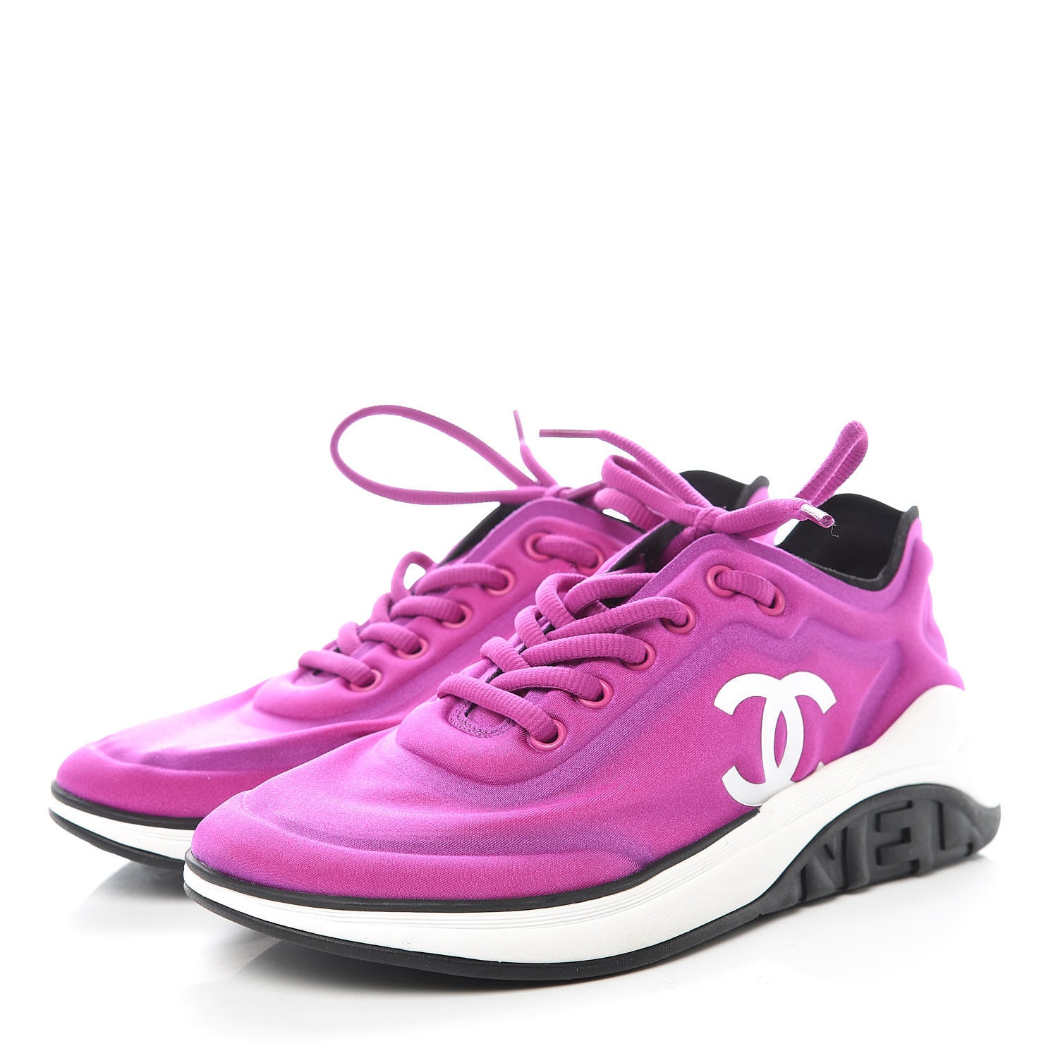 Chanel Lycra Womens CC Sneakers 7.5 Dark Pink 3 of 7