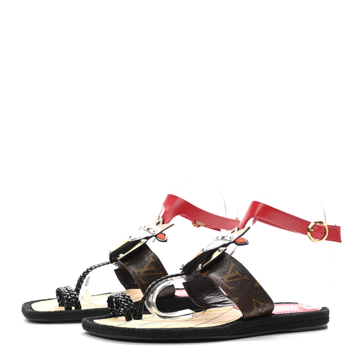 Louis Vuitton Calfskin Monogram Magic Spell Sandals 38 Rouge 3 of 9