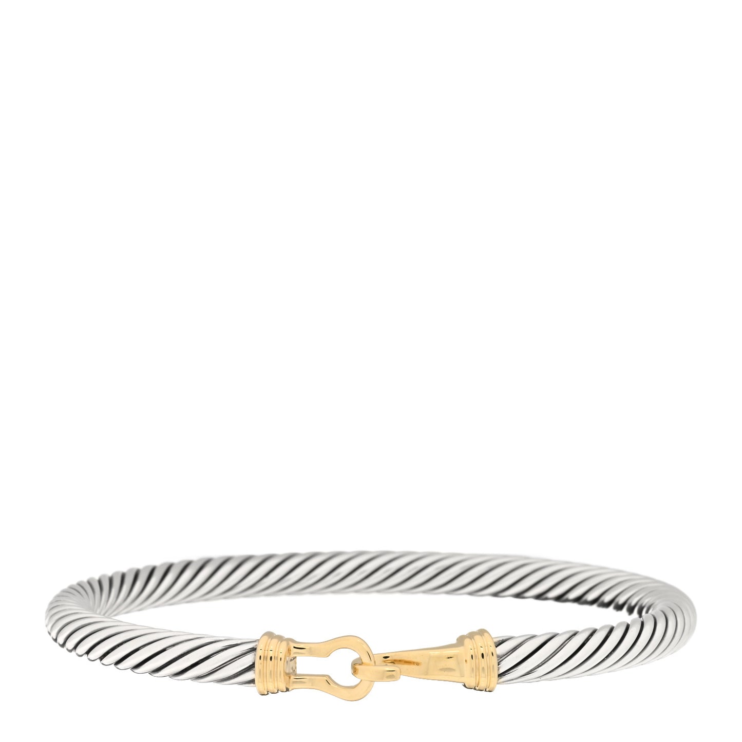 Sterling Silver 14K Yellow Gold 5mm Cable Classic Buckle Bracelet