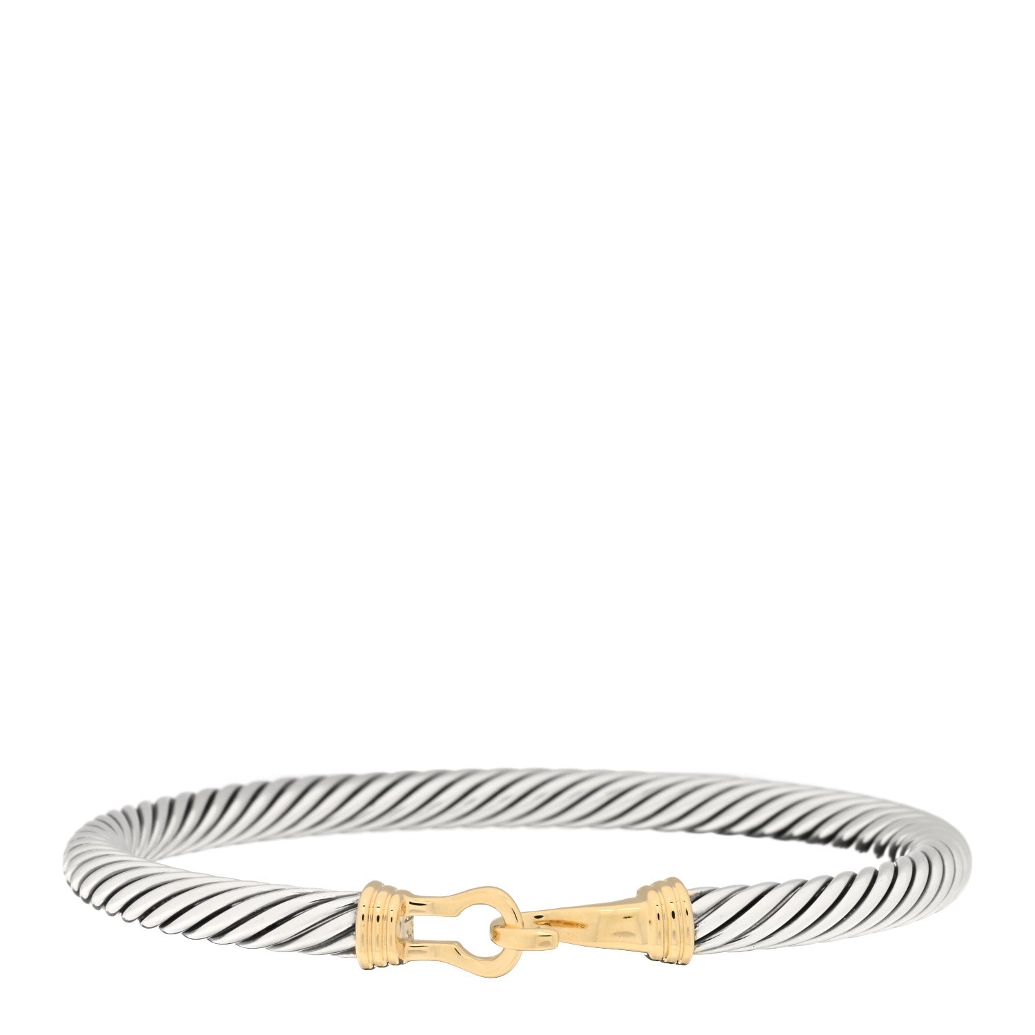 David Yurman Sterling Silver 14K Yellow Gold 5mm Cable Classic Buckle Bracelet 1 of 3