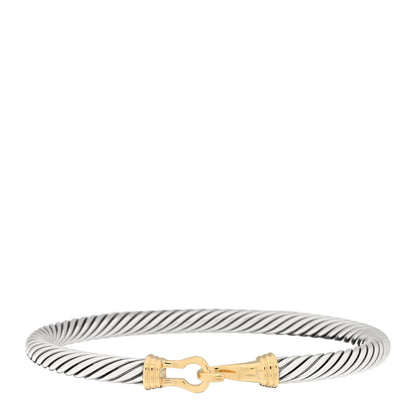 David Yurman Sterling Silver 14K Yellow Gold 5mm Cable Classic Buckle Bracelet 1 of 3