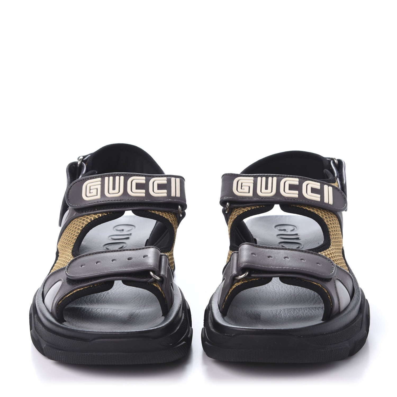 Gucci X SEGA Nappa Mesh Mens Aguru Sandals 8 Loess Black 2 of 9