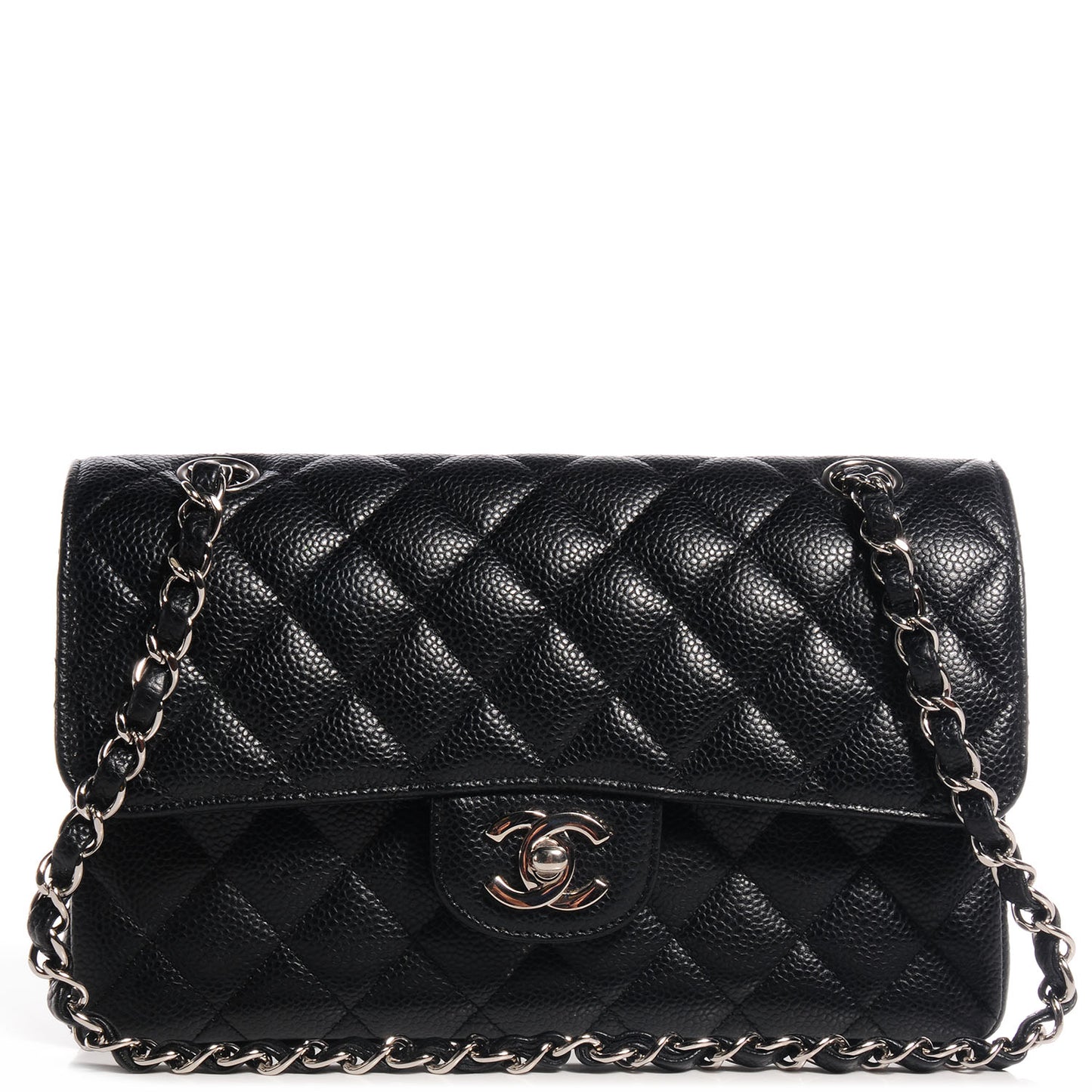 Caviar Quilted Small Double Flap Black