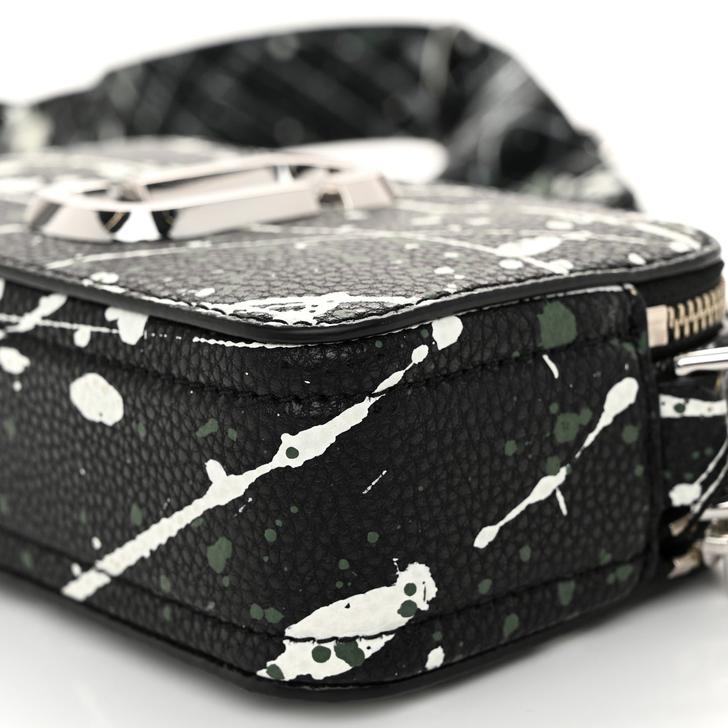 Calfskin Paint Splatter Small Snapshot Camera Bag Black Multi