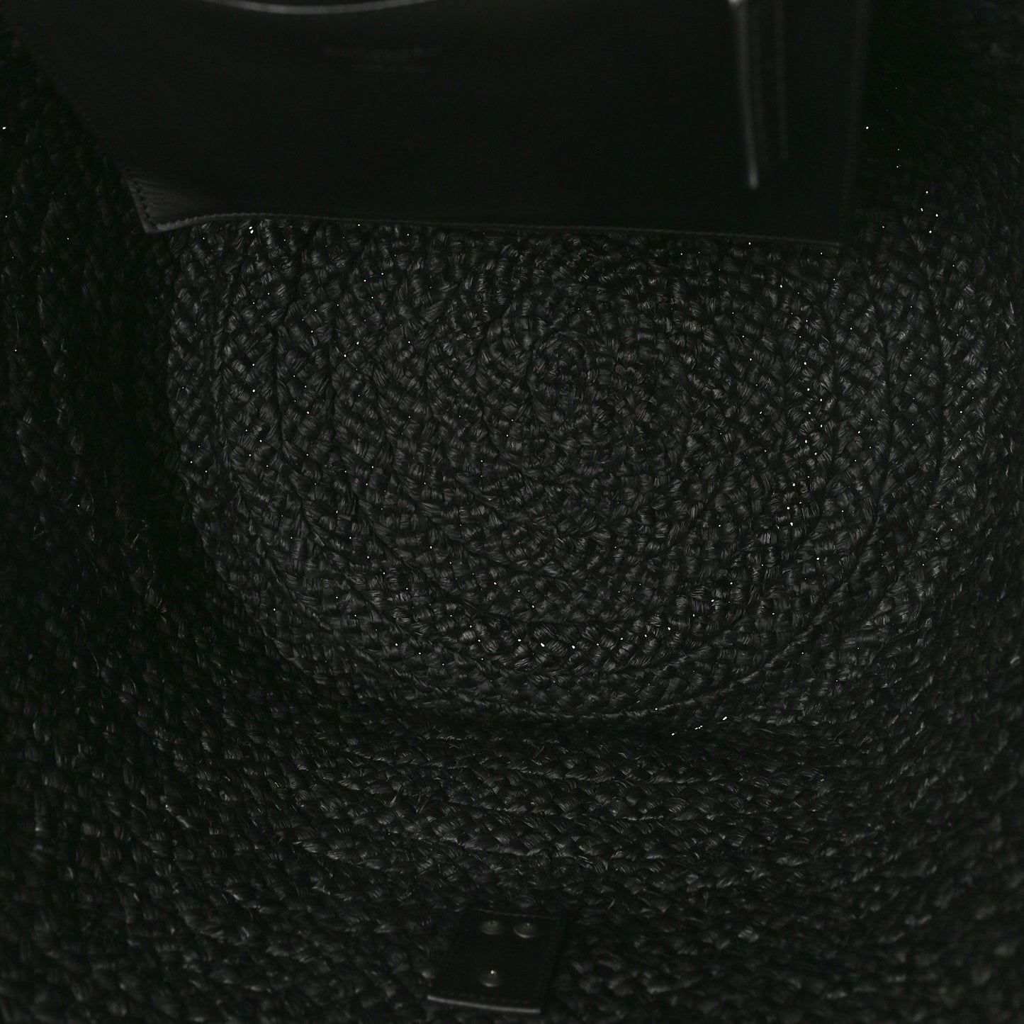 Raffia Calfskin Celtic Buckle Medium Panier Tote Black
