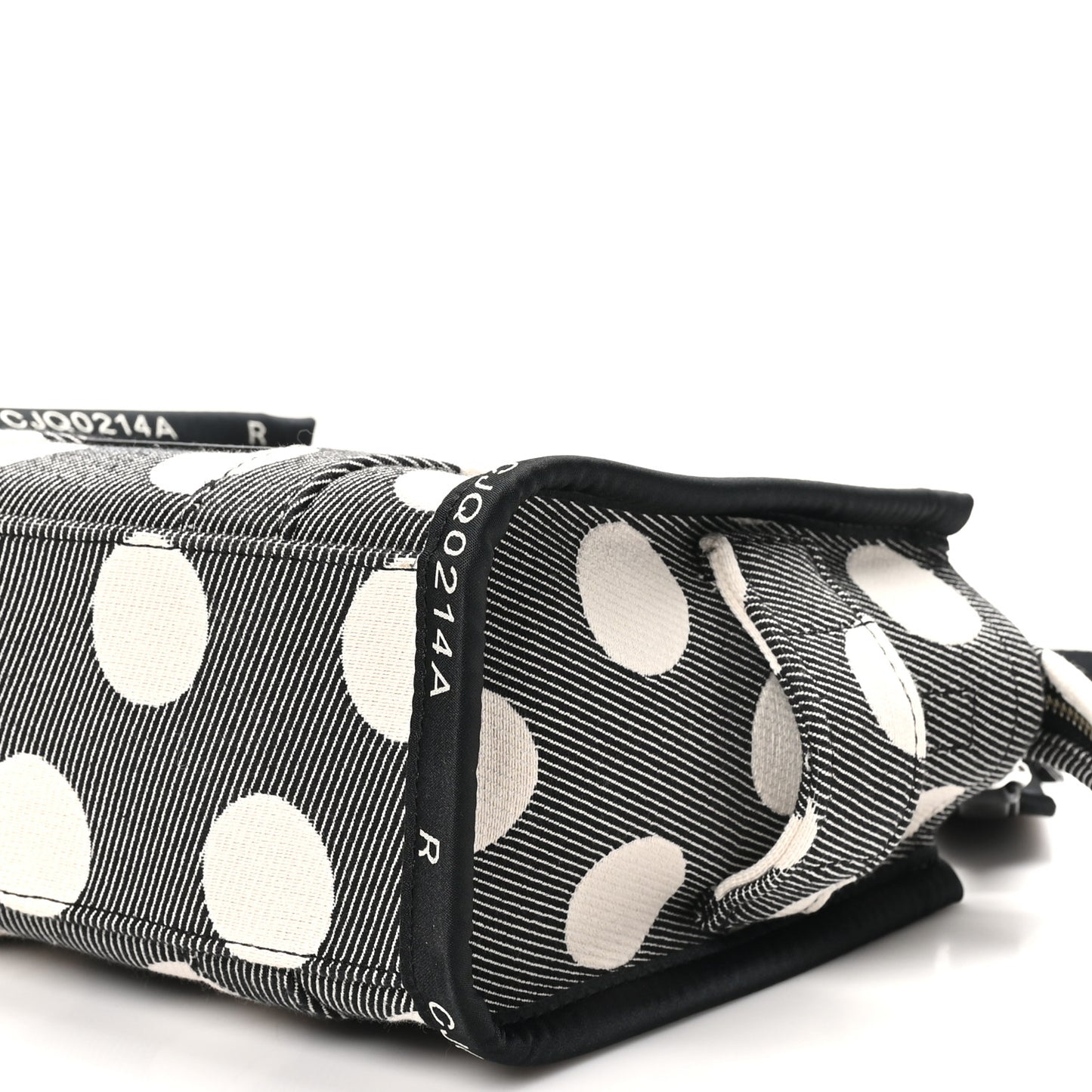 Cotton Canvas Polka Dot Small The Jacquard Tote Bag Black Ivory