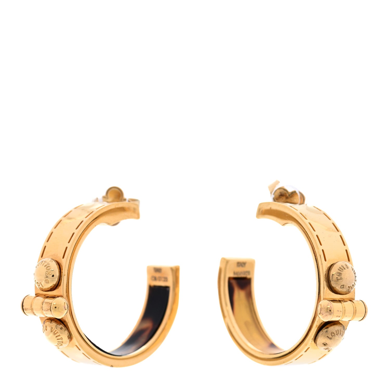 Louis Vuitton Metal Hinged Hoop Earrings Gold 1 of 5