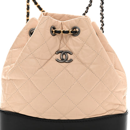 Chanel Aged Calfskin Quilted Small Gabrielle Backpack Beige Black 7 of 9